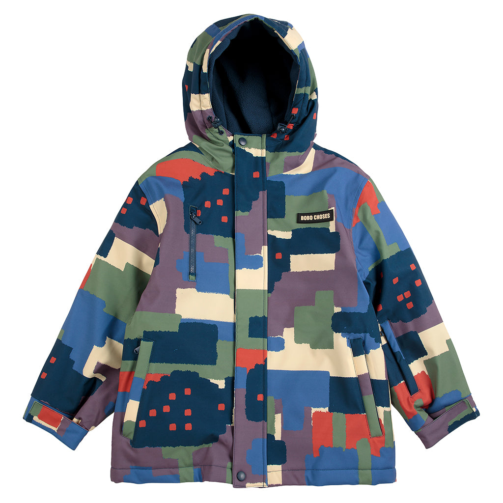 Bobo Choses Child Ski Jacket All Over Paint Forest Print Multicolour