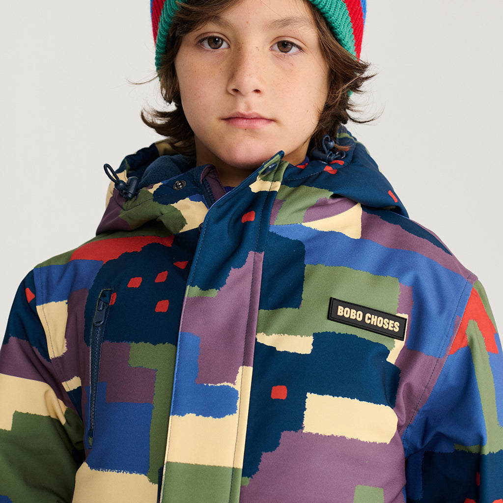 Bobo Choses Child Ski Jacket All Over Paint Forest Print Multicolour