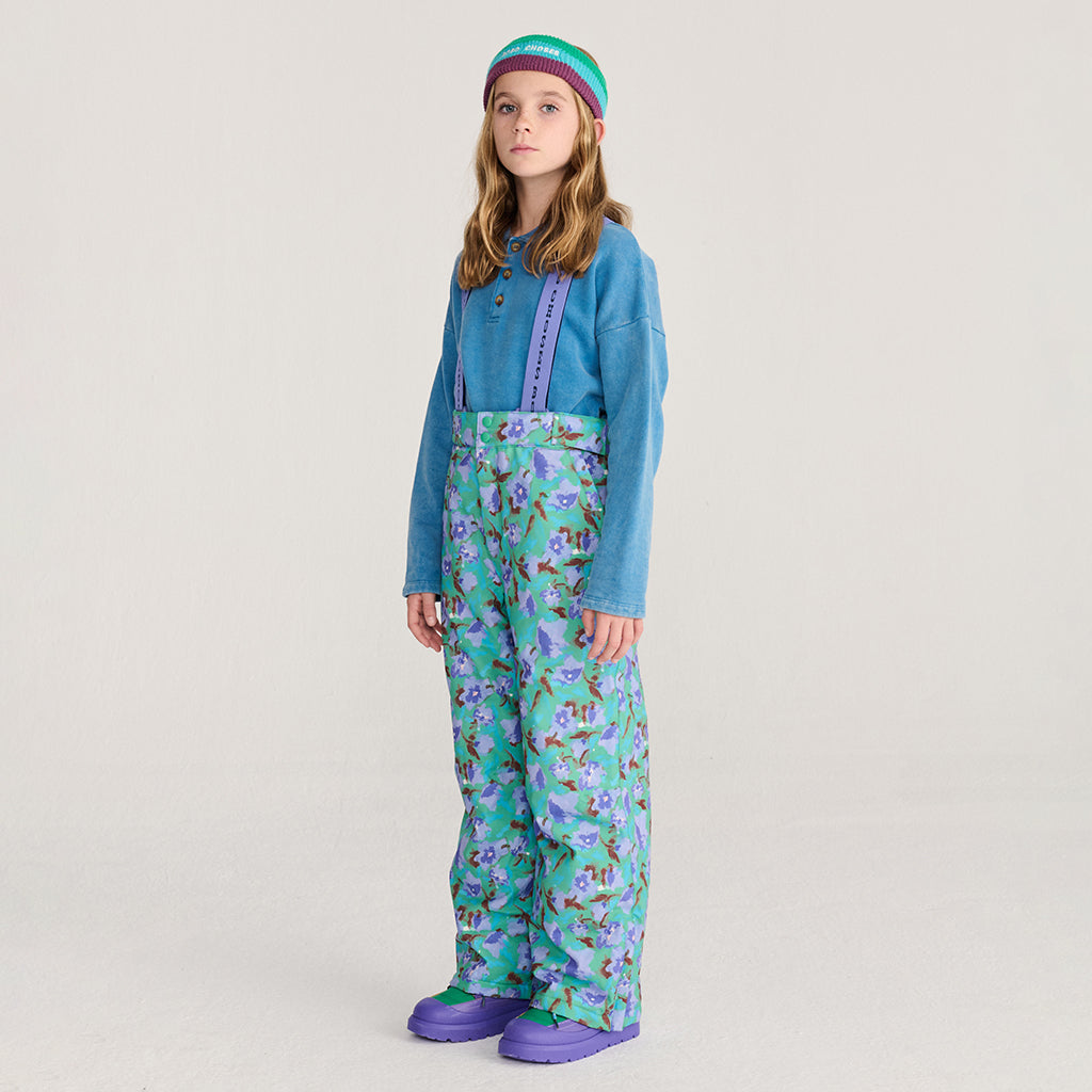 Bobo Choses Child Ski Pants All Over Watercolour Floral Print Green