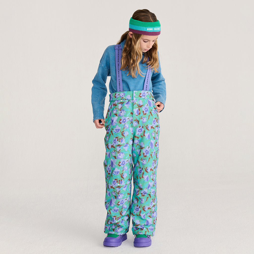 Bobo Choses Child Ski Pants All Over Watercolour Floral Print Green