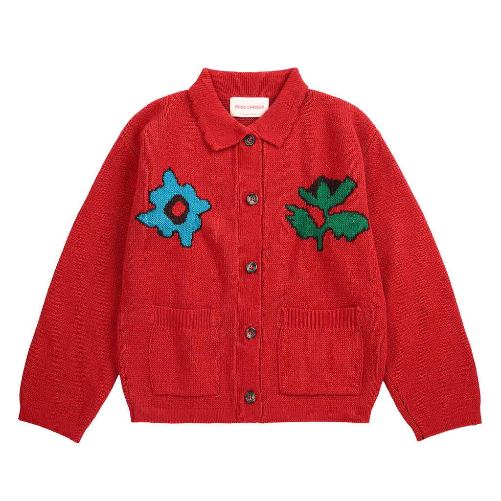 Bobo Choses Child Collar Cardigan Blossom Red