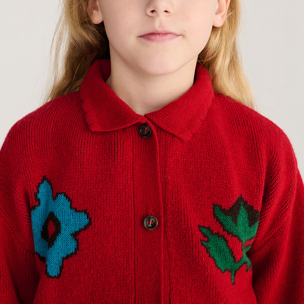 Bobo Choses Child Collar Cardigan Blossom Red
