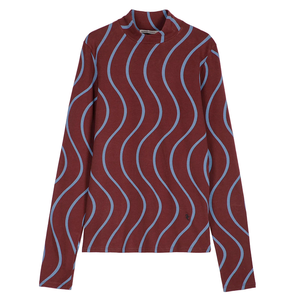 Bobo Choses Woman Turtleneck T-shirt Psicodelic Stripes Burgundy Red