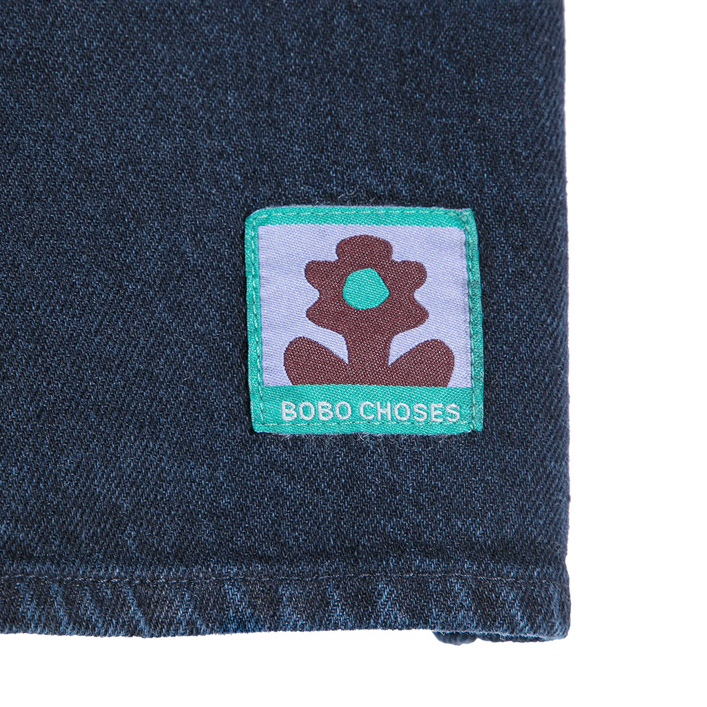 Bobo Choses Woman Denim Shirt With Corduroy Pockets Midnight Blue