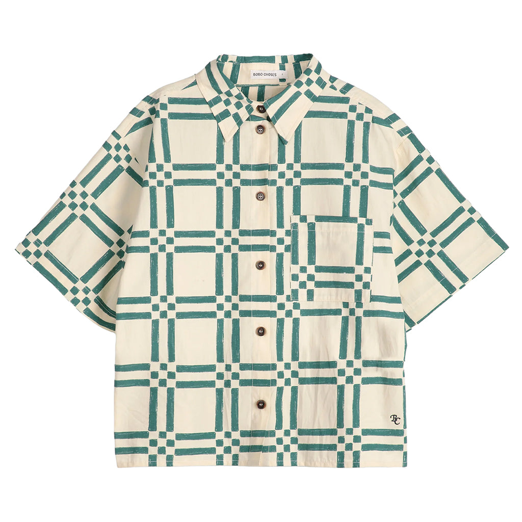 Bobo Choses Woman Shirt All Over Square Print Beige