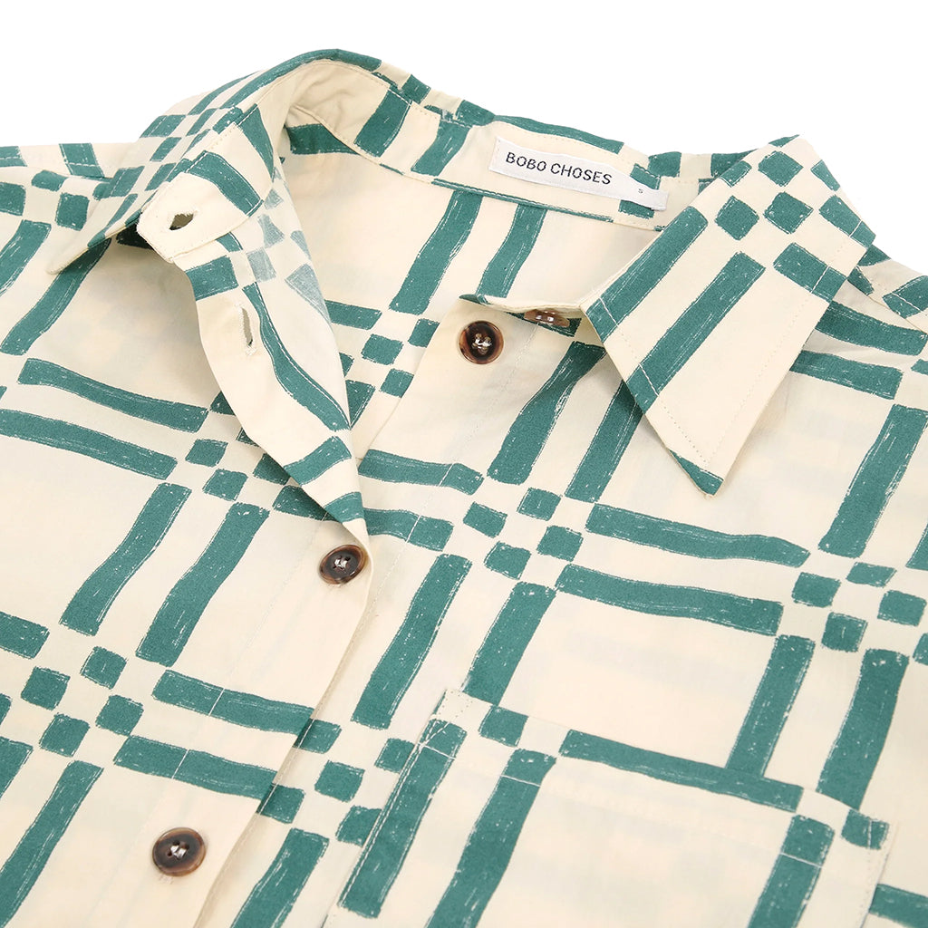 Bobo Choses Woman Shirt All Over Square Print Beige