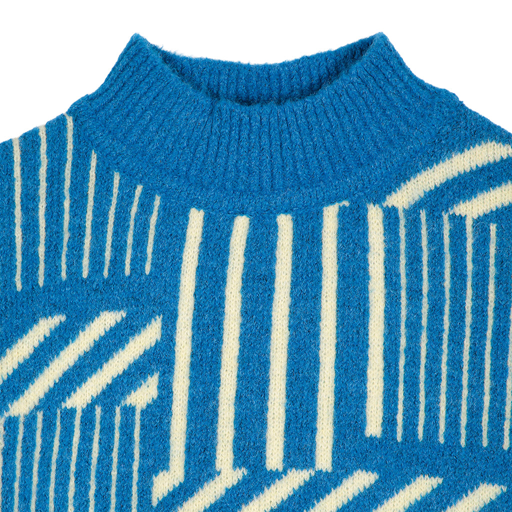 Bobo Choses Woman Jacquard Sweater All Over Maze Pattern Blue