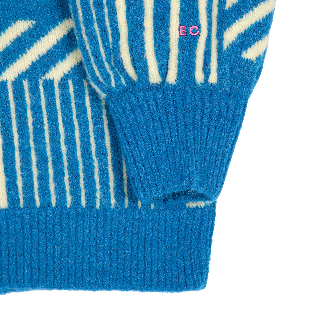 Bobo Choses Woman Jacquard Sweater All Over Maze Pattern Blue