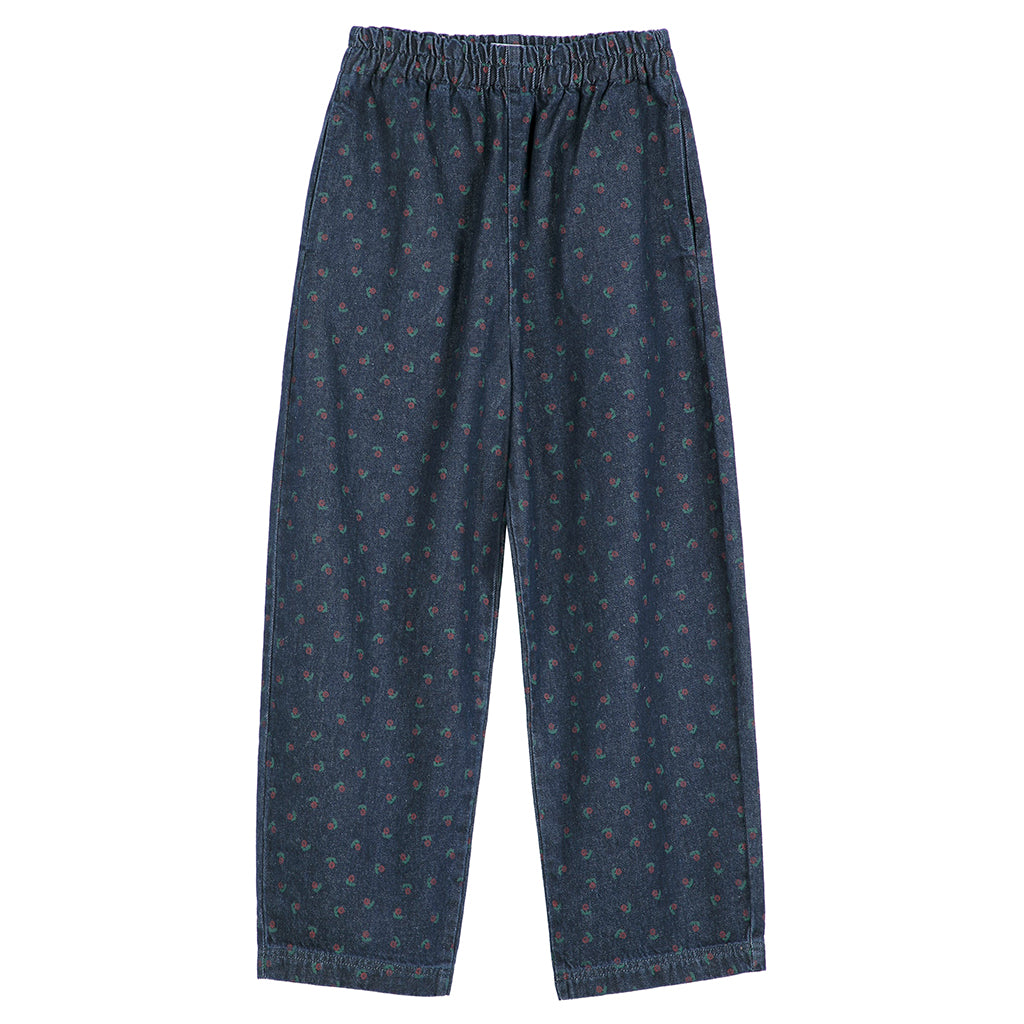 Bobo Choses Woman Denim Cocoon Pants All Over Swamp Whirl Print Navy Blue