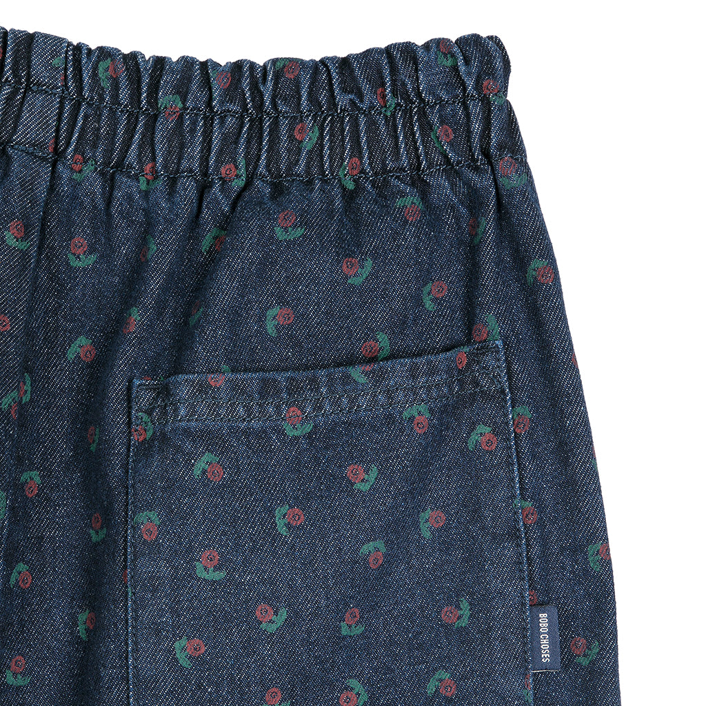 Bobo Choses Woman Denim Cocoon Pants All Over Swamp Whirl Print Navy Blue