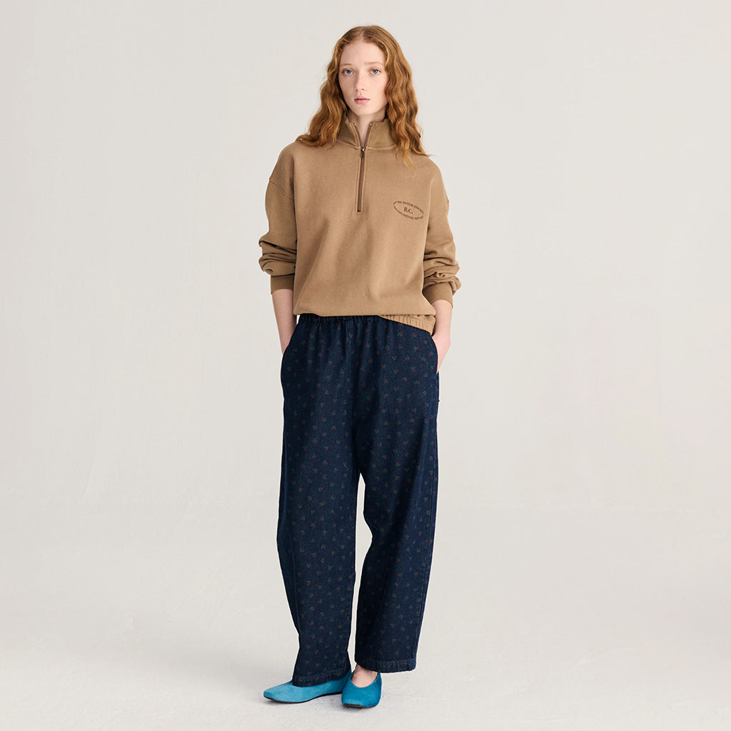 Bobo Choses Woman Denim Cocoon Pants All Over Swamp Whirl Print Navy Blue