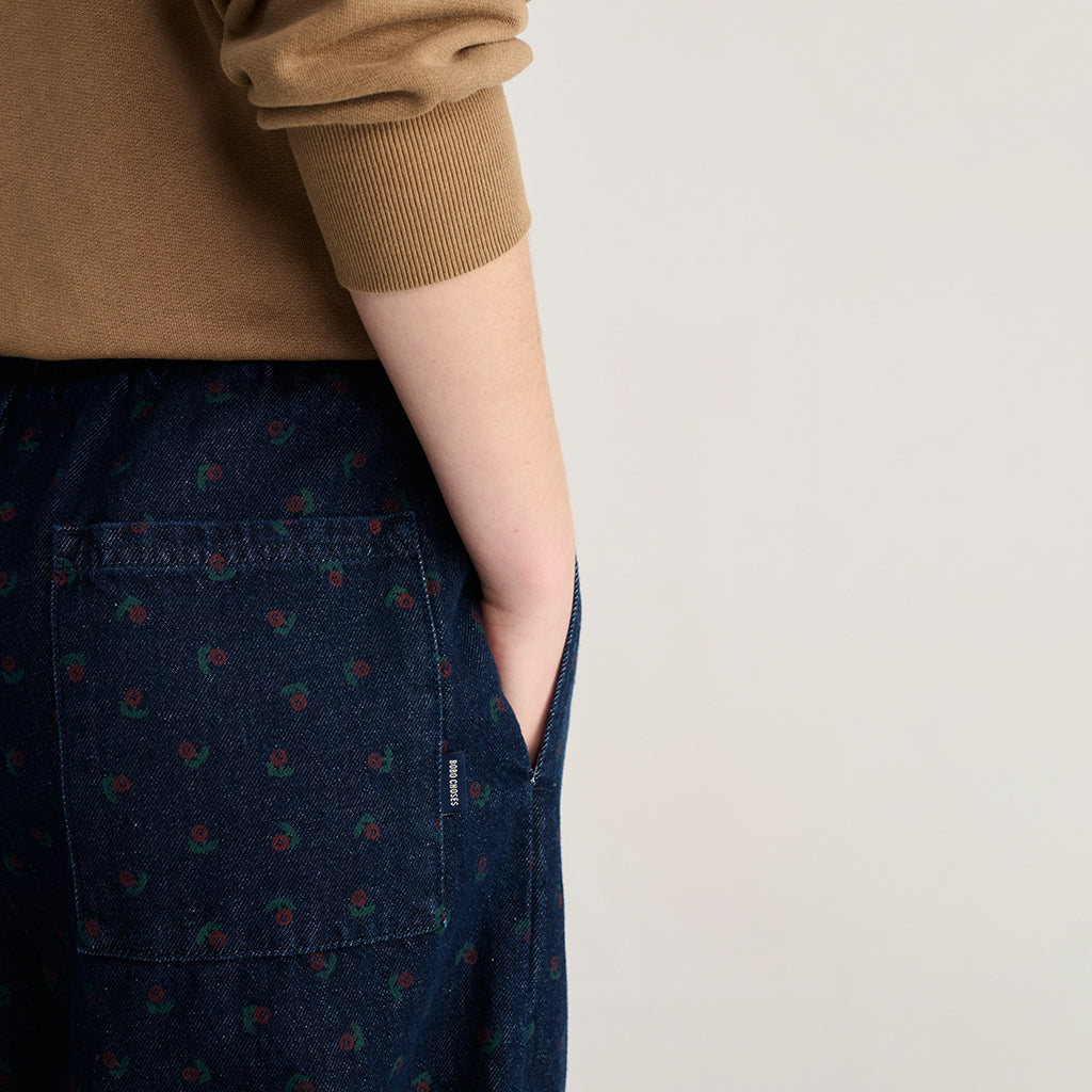Bobo Choses Woman Denim Cocoon Pants All Over Swamp Whirl Print Navy Blue