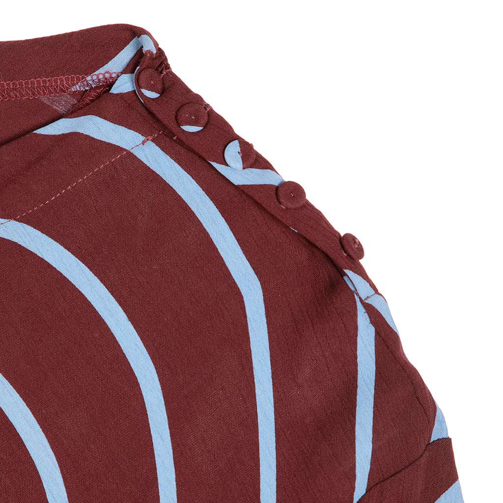 Bobo Choses Woman Fluid Dress Psicodelic Stripes Burgundy Red