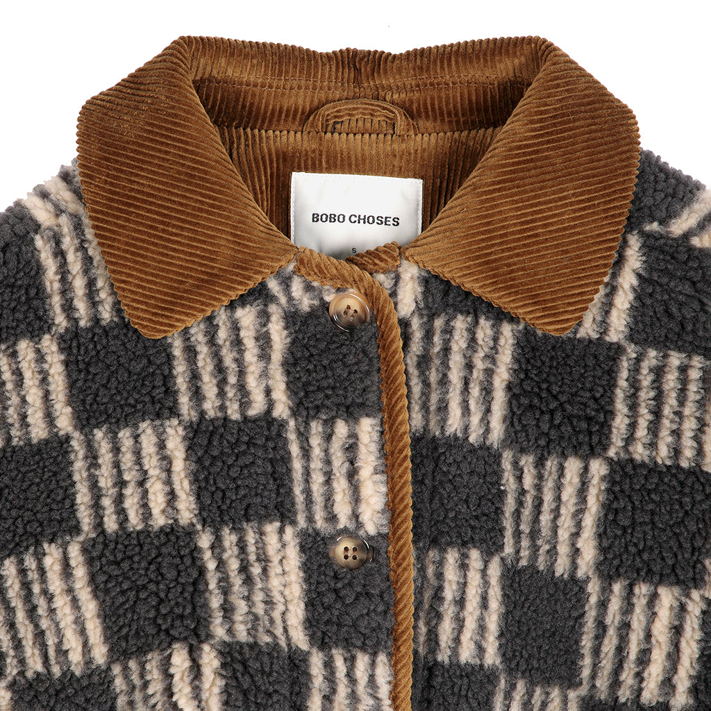 Bobo Choses Woman Teddy Jacket All Over Almost Moiré Print Dark Grey