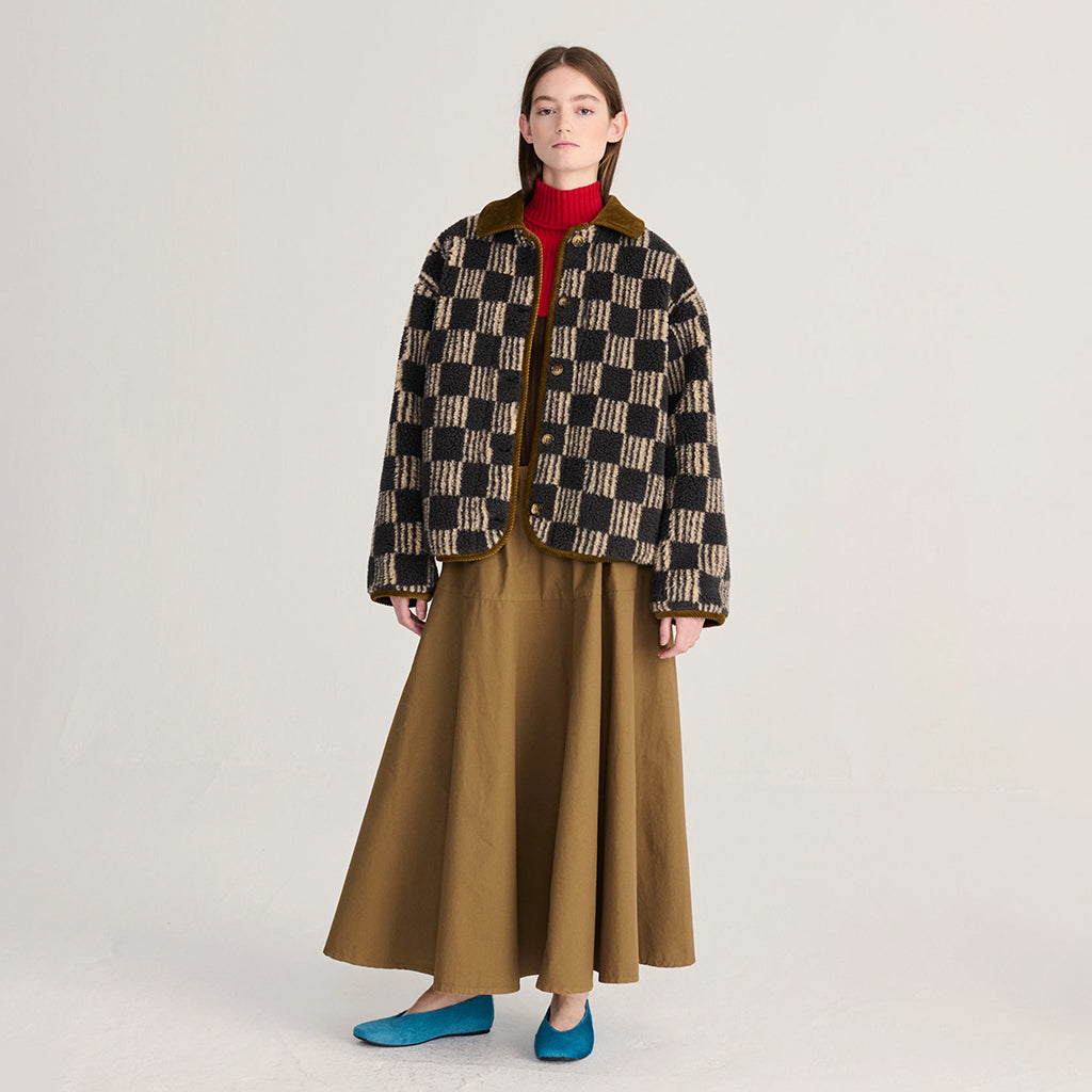 Bobo Choses Woman Teddy Jacket All Over Almost Moiré Print Dark Grey