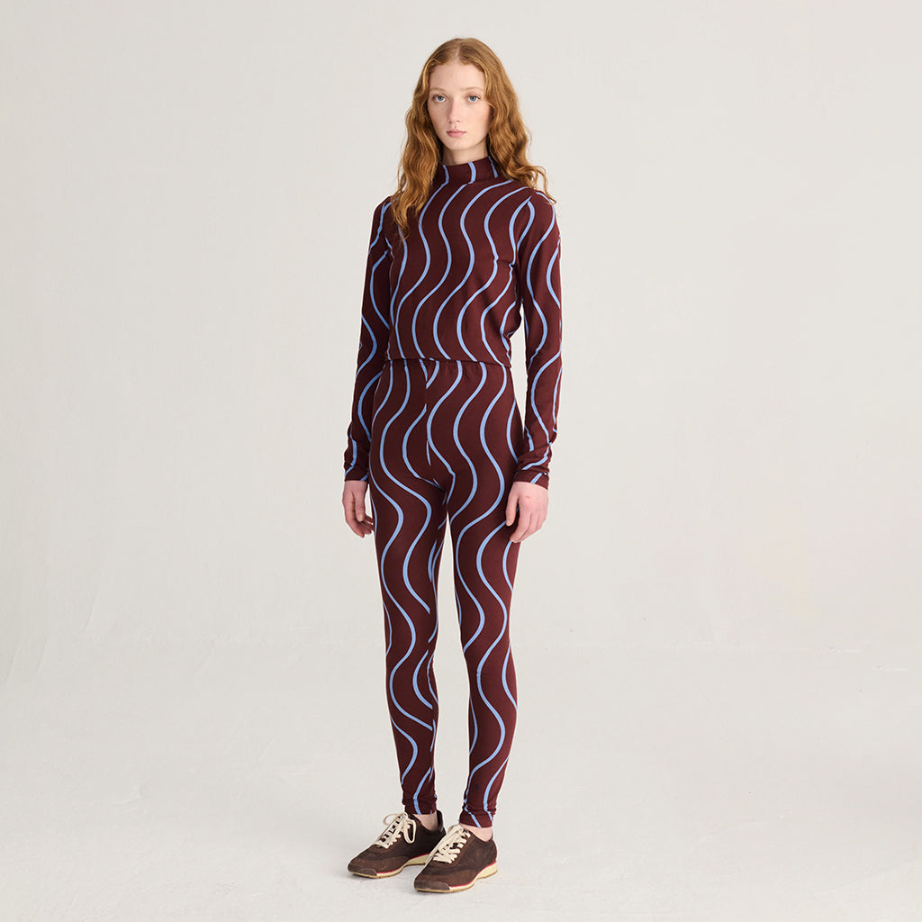 Bobo Choses Woman Leggings Psicodelic Stripes Burgundy Red