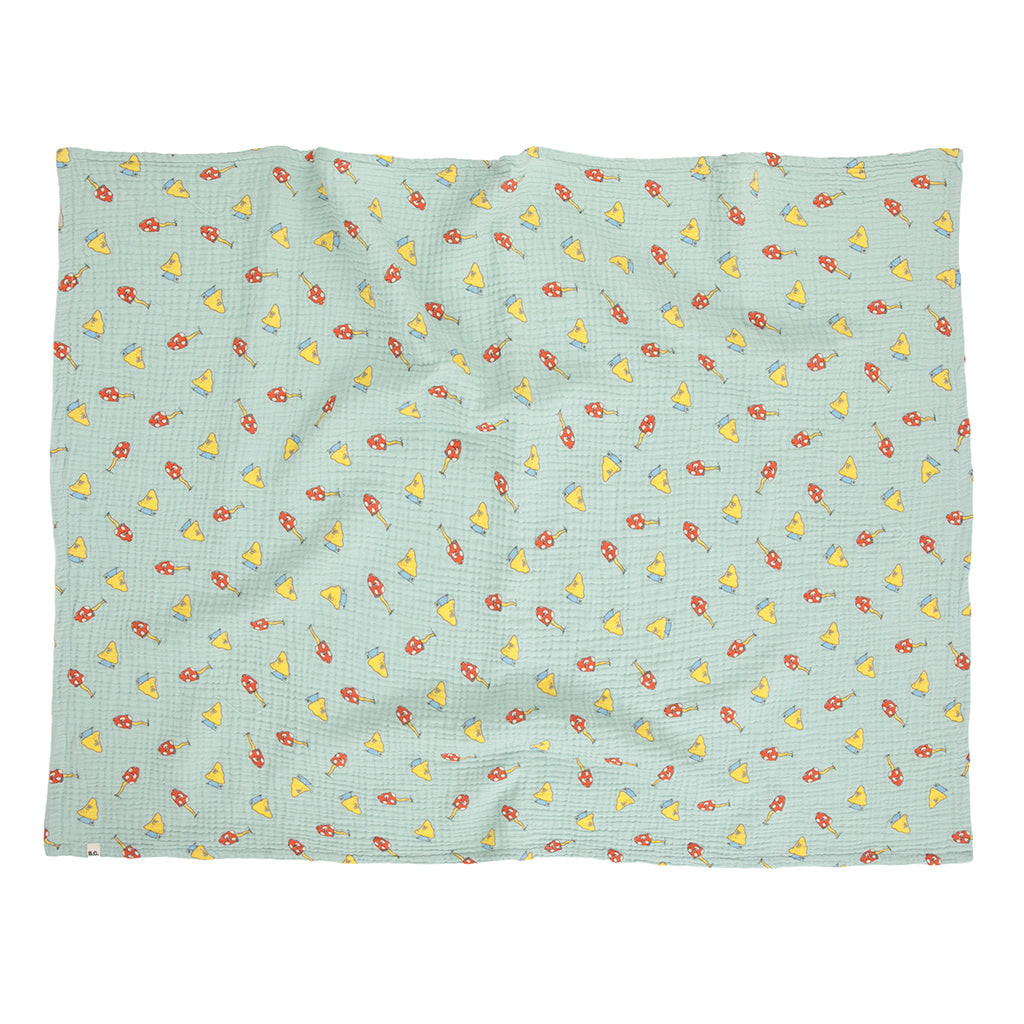 Bobo Choses Baby Blanket All Over Mush Monster Print Green
