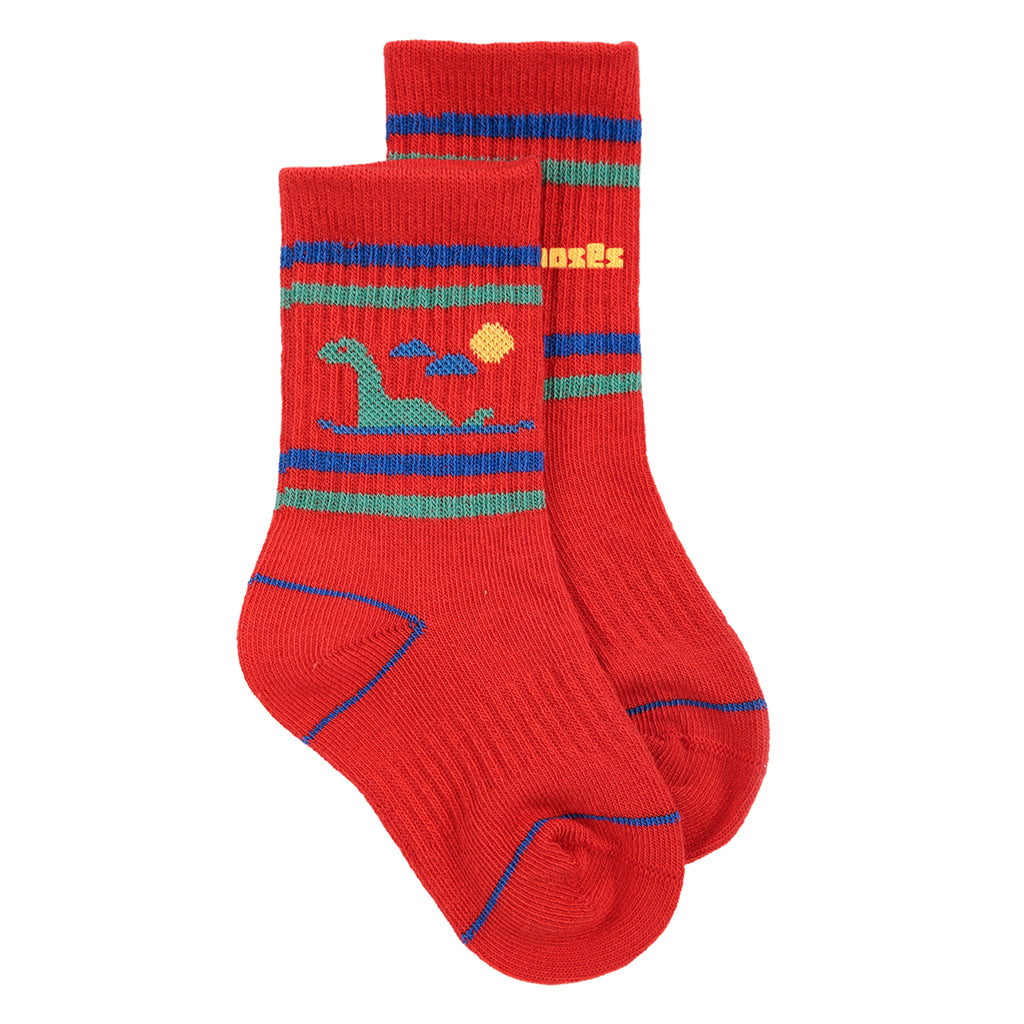Bobo Choses Baby Short Socks Lake Monster Red