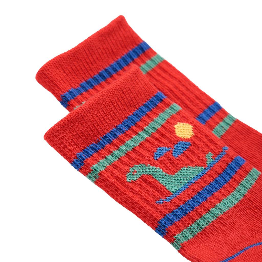 Bobo Choses Baby Short Socks Lake Monster Red