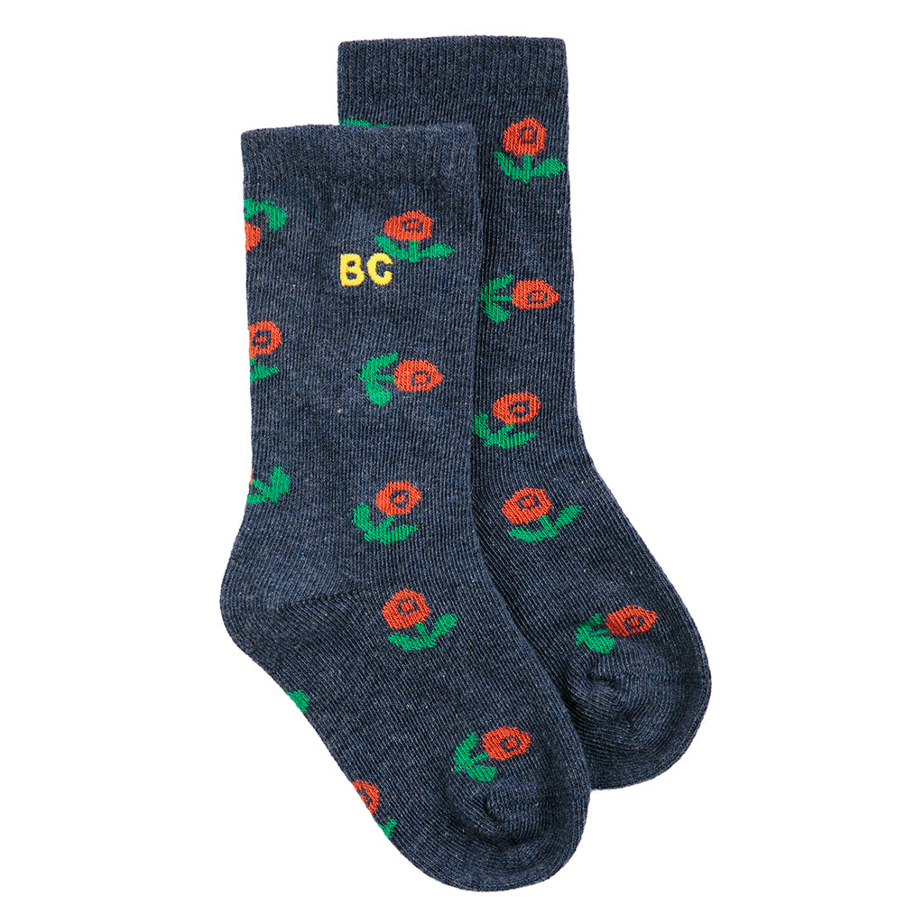 Bobo Choses Baby Long Socks All Over Stamp Bloom Print Violet Purple