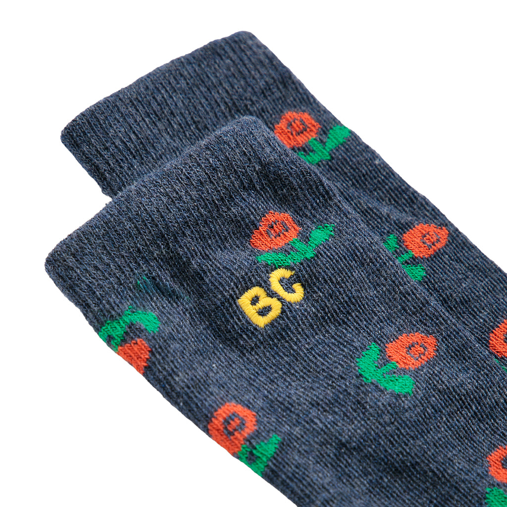 Bobo Choses Baby Long Socks All Over Stamp Bloom Print Violet Purple