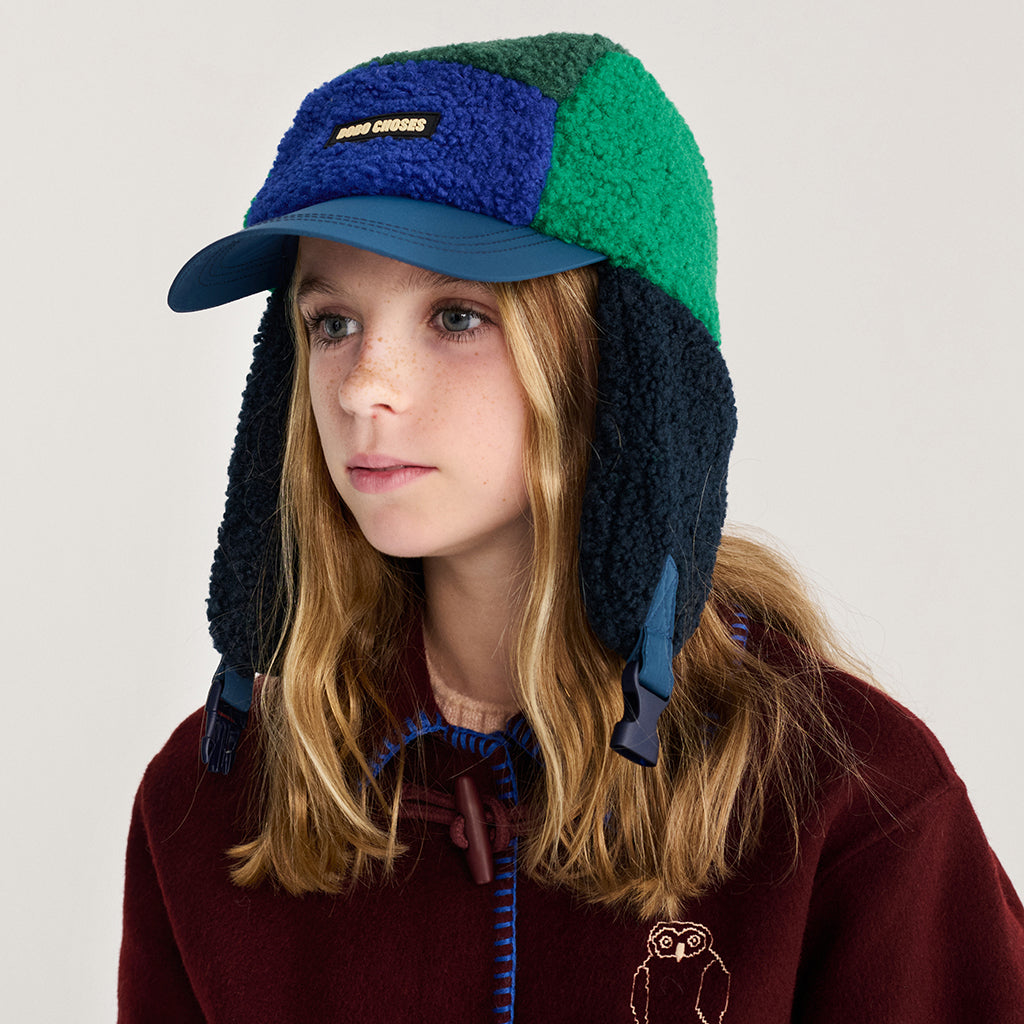 Bobo Choses Child Teddy Chapka Hat Colourblock Navy Blue