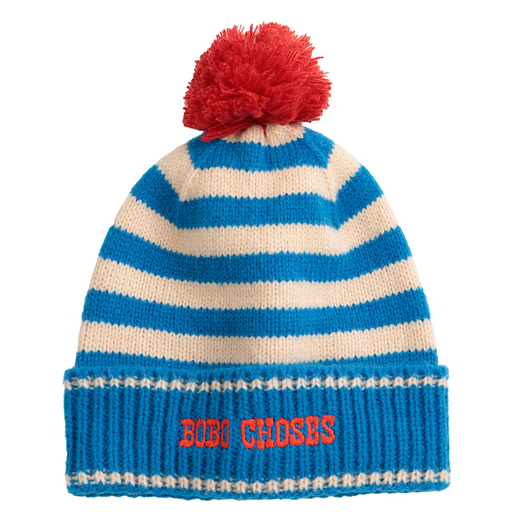 Bobo Choses Child Knitted Hat Light Blue Stripes