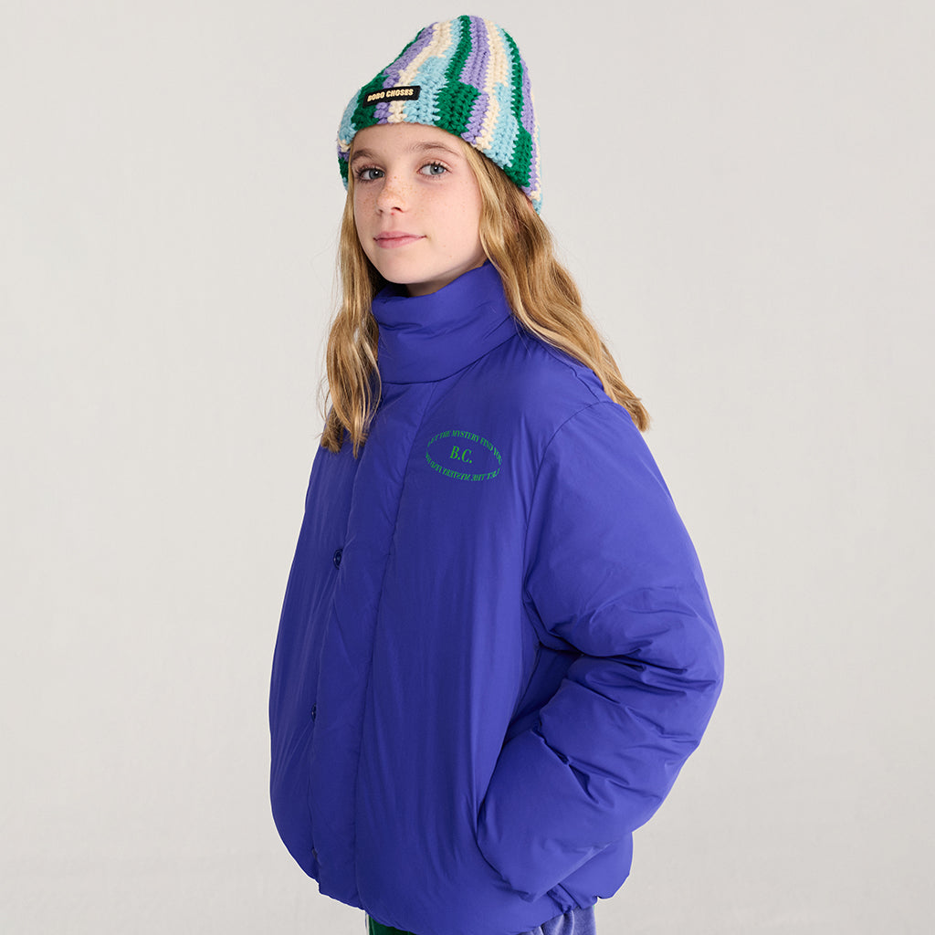 Bobo Choses Child Knitted Hat Aqua Blue Stripes