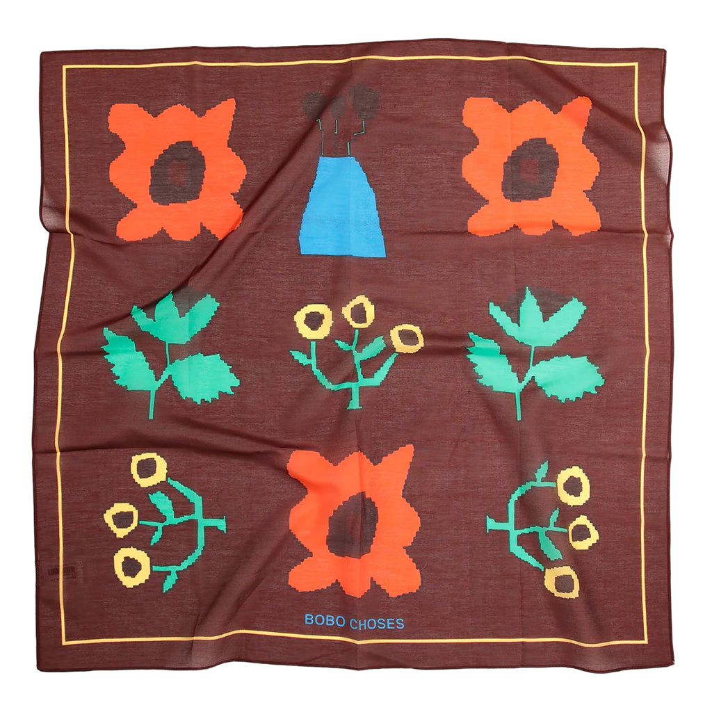 Bobo Choses Scarf Garden Print Dark Brown