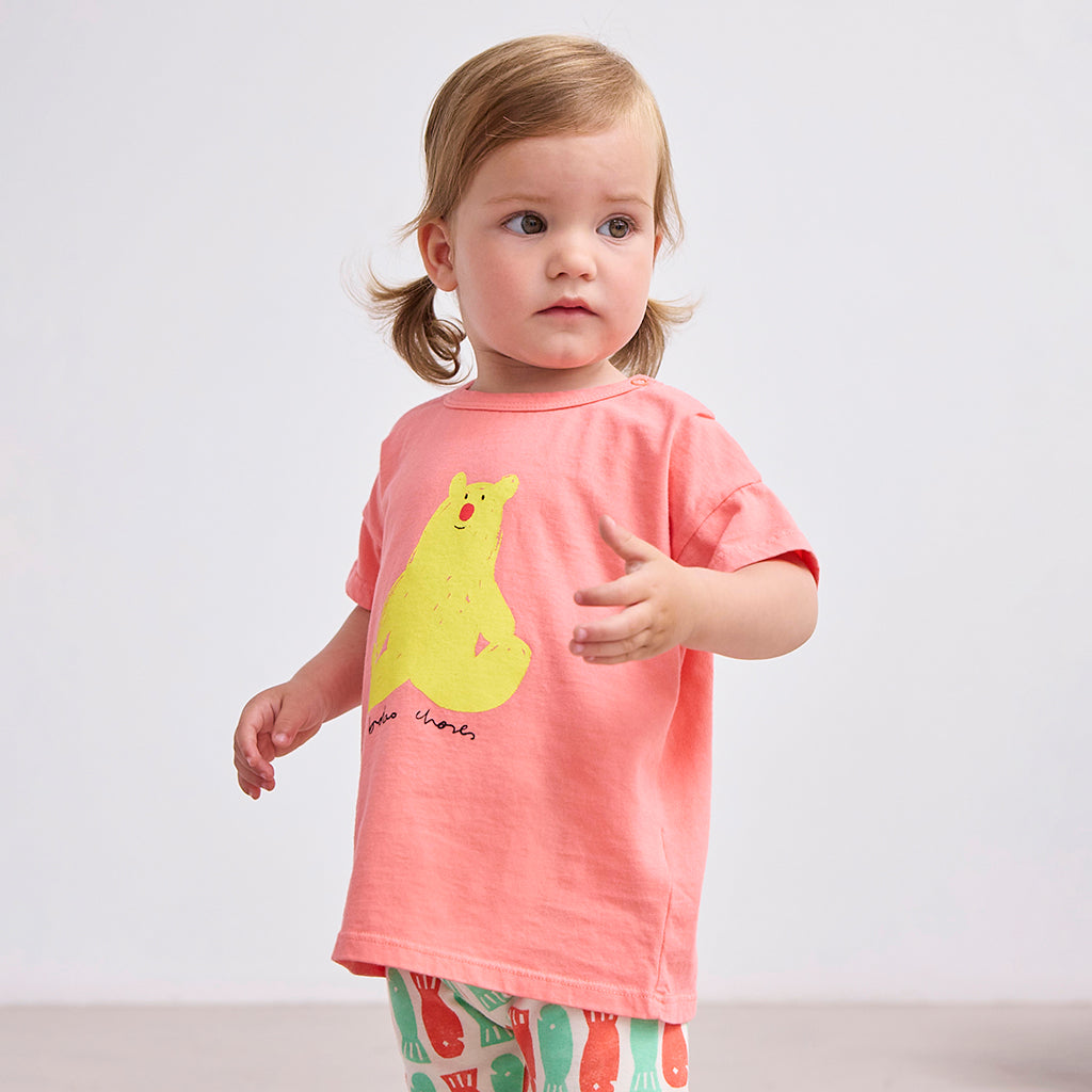Bobo Choses Baby Hug Me Bear T-shirt Coral Pink