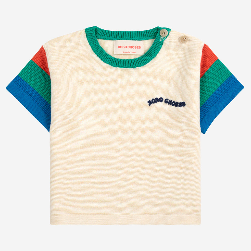 Bobo Choses Baby Colour Block Knitted T-shirt Cream