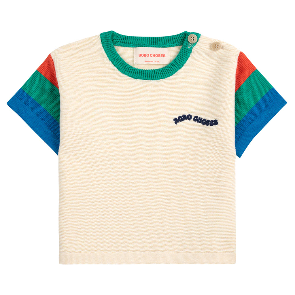 Bobo Choses Baby Colour Block Knitted T-shirt Cream