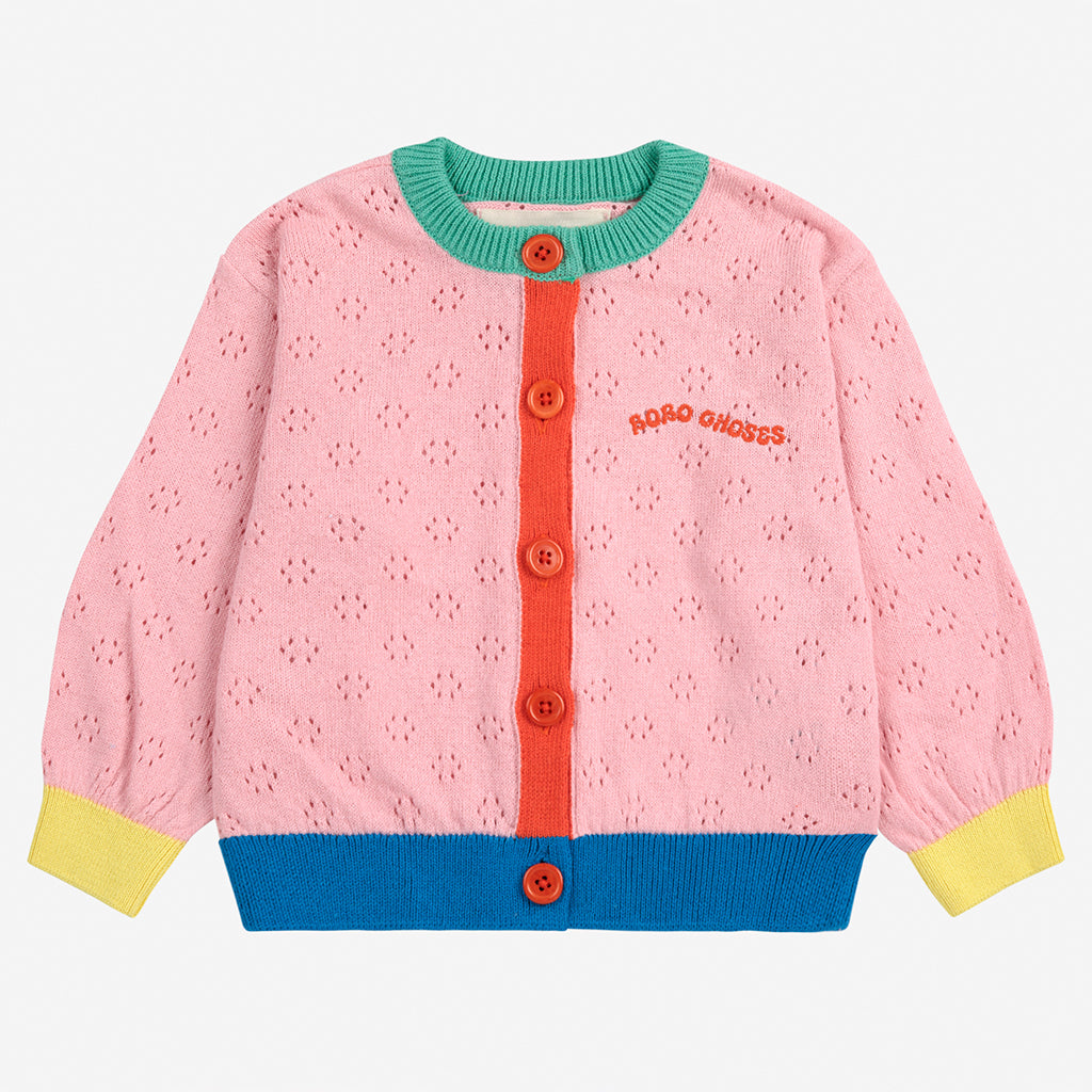 Bobo Choses Baby Colour Block Openwork Cardigan Light PInk