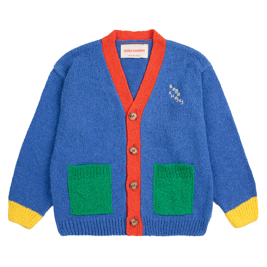 Bobo Choses Baby Colour Block V-Neck Cardigan Navy Blue