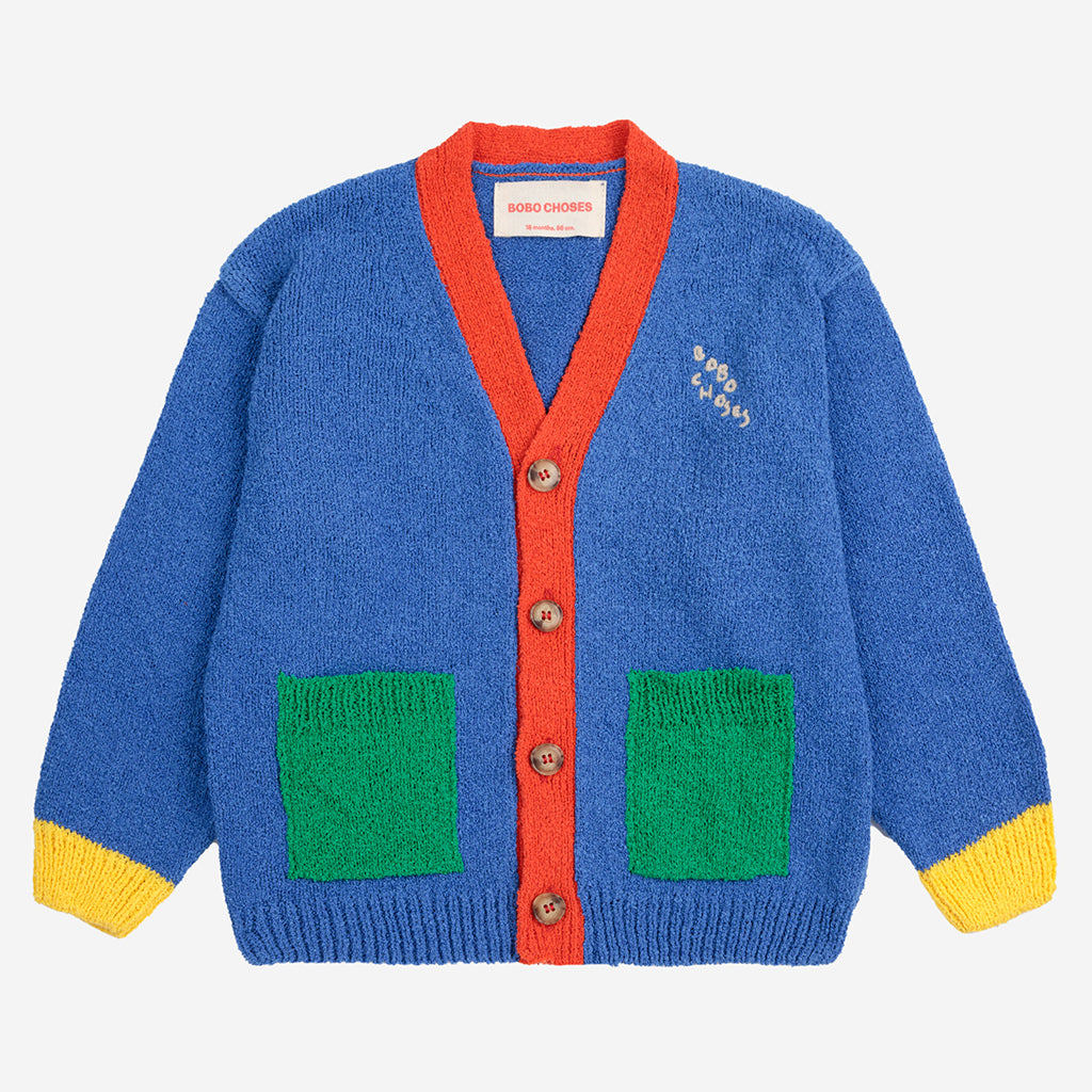 Bobo Choses Baby Colour Block V-Neck Cardigan Navy Blue