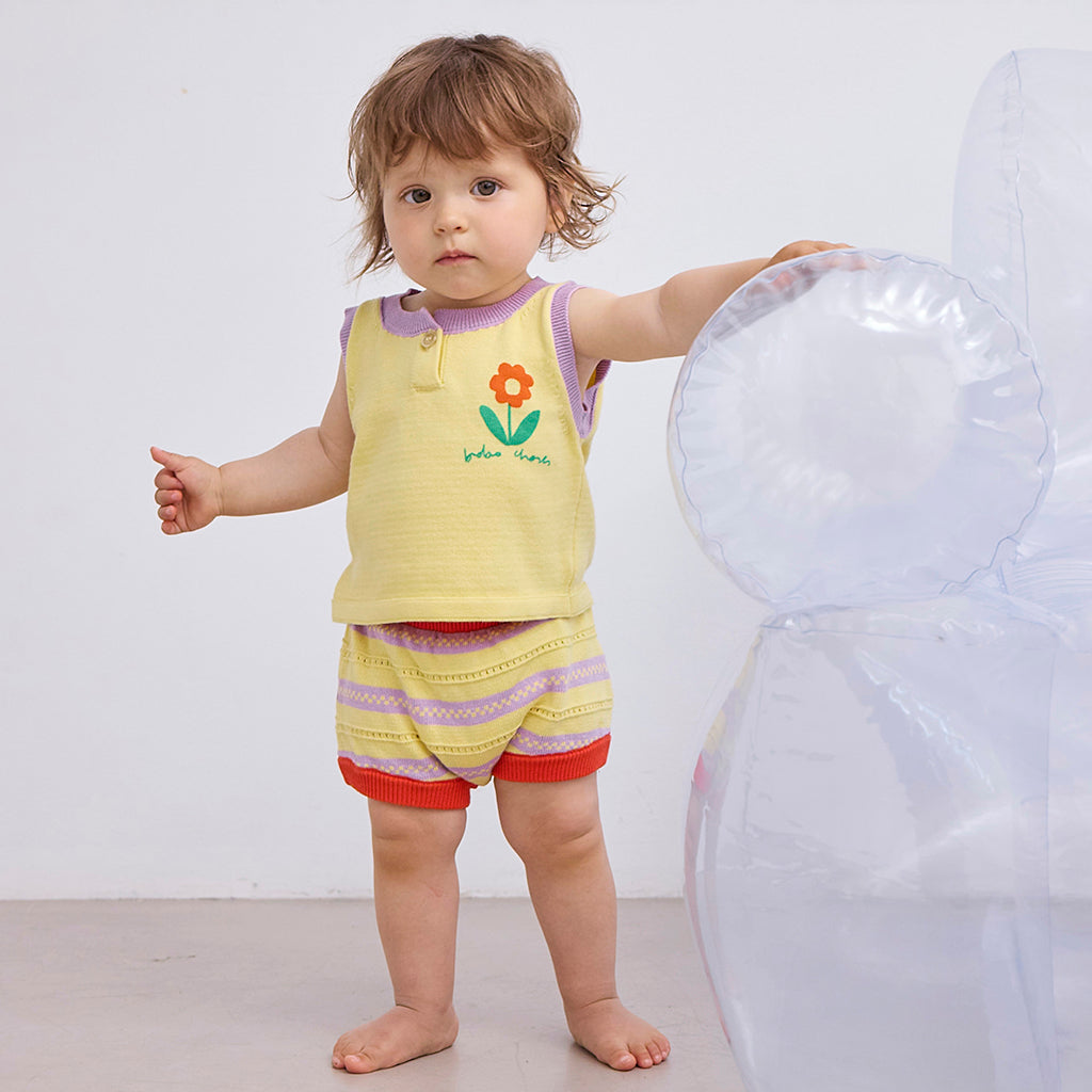 Bobo Choses Baby Flower Knitted Two Piece Set Yellow