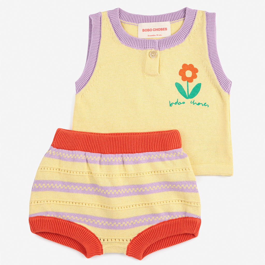 Bobo Choses Baby Flower Knitted Two Piece Set Yellow