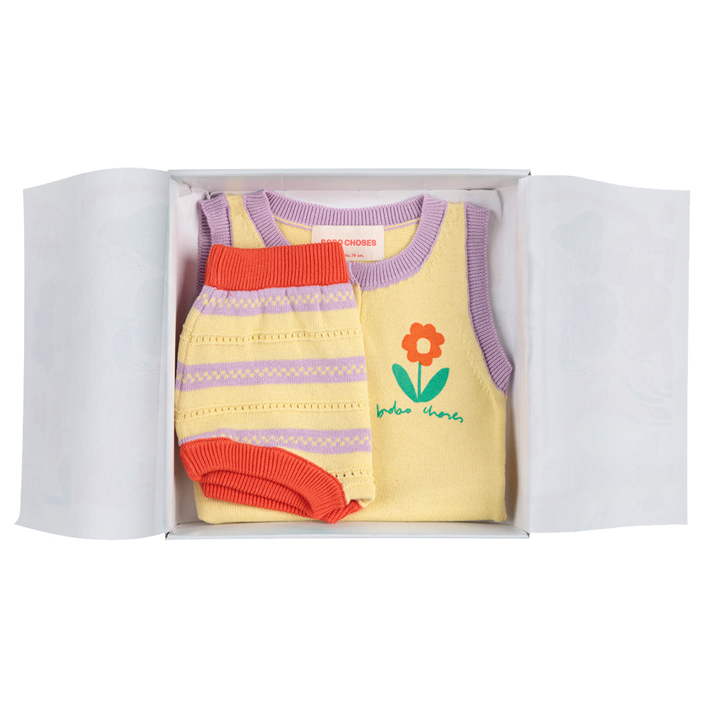 Bobo Choses Baby Flower Knitted Two Piece Set Yellow