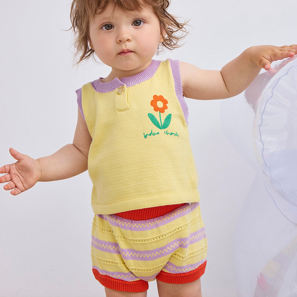 Bobo Choses Baby Flower Knitted Two Piece Set Yellow