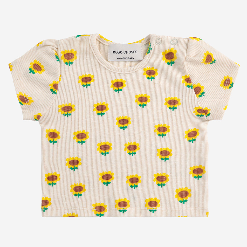 Bobo Choses Baby Sunflower All Over Balloon Sleeve T-shirt Beige