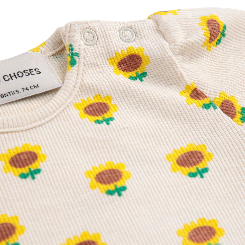 Bobo Choses Baby Sunflower All Over Balloon Sleeve T-shirt Beige