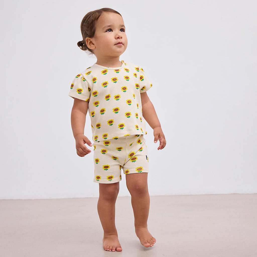 Bobo Choses Baby Sunflower All Over Balloon Sleeve T-shirt Beige