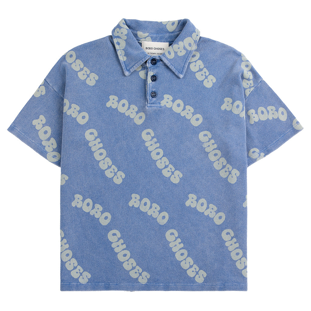 Bobo Choses Child Wavy Bobo Choses All Over Waffle Polo Shirt Blue