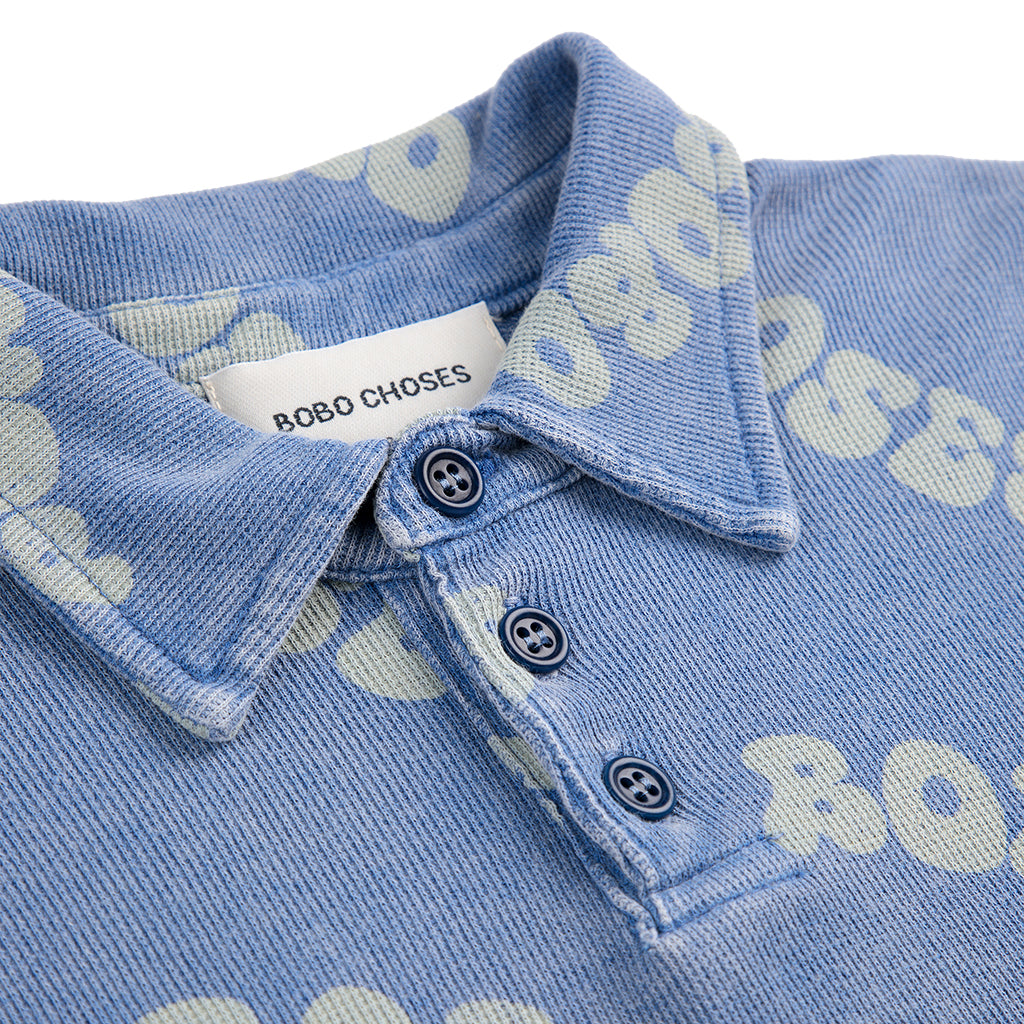 Bobo Choses Child Wavy Bobo Choses All Over Waffle Polo Shirt Blue