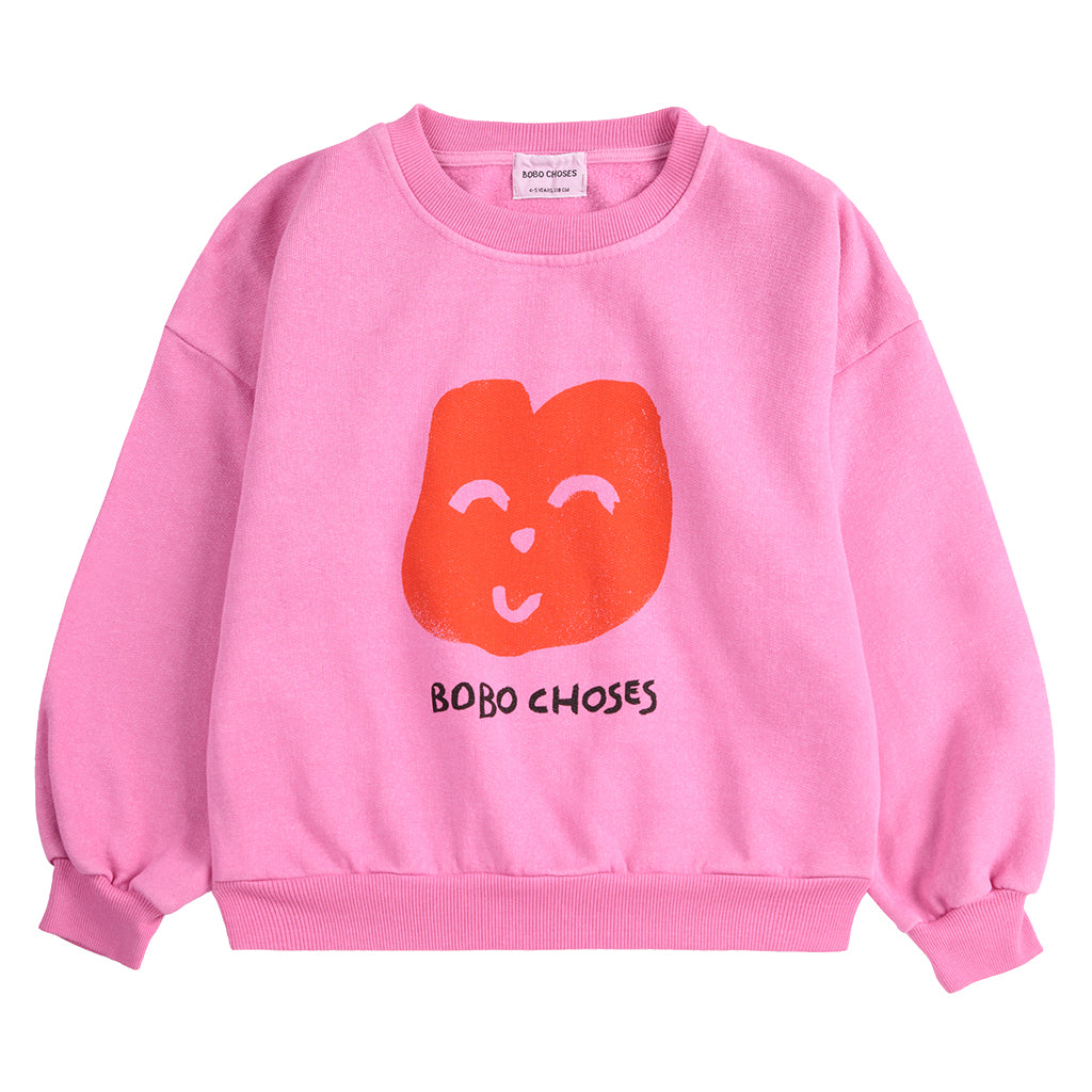 Bobo Choses Child Joyful Face Sweatshirt Fuchsia Pink