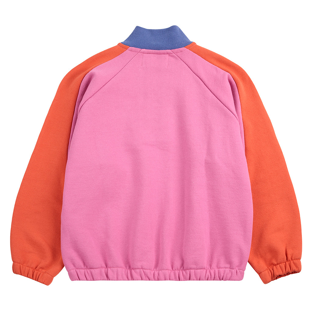 Bobo Choses Child Smiling Colour Block 1/4 Zip Sweatshirt Fuchsia Pink