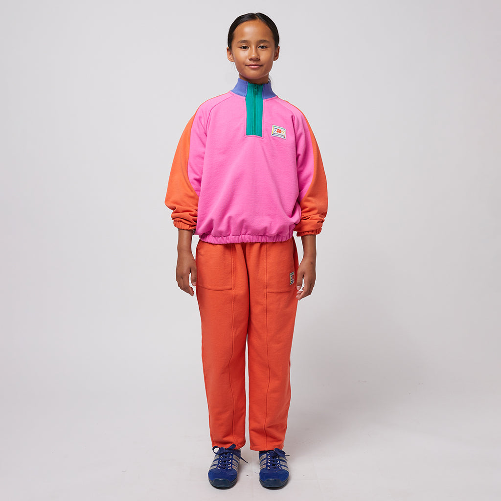 Bobo Choses Child Smiling Colour Block 1/4 Zip Sweatshirt Fuchsia Pink