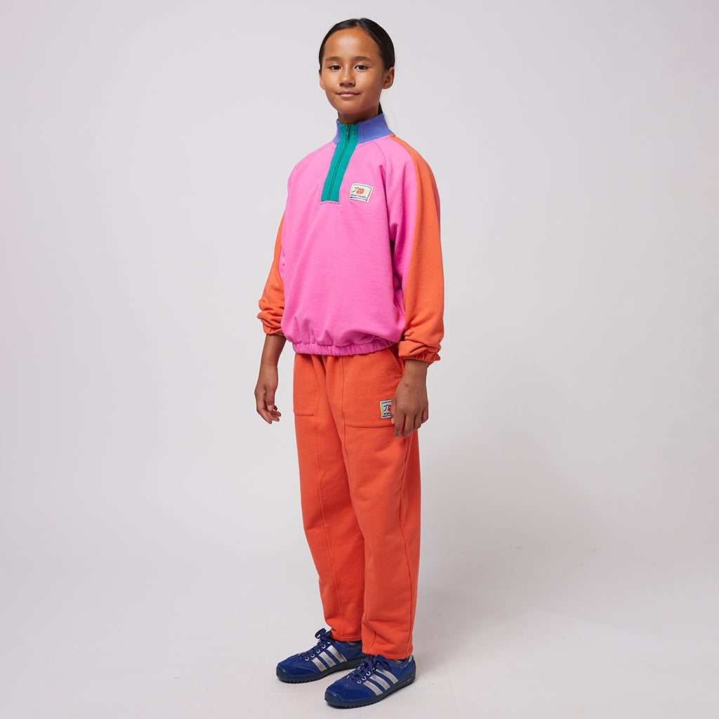 Bobo Choses Child Smiling Colour Block 1/4 Zip Sweatshirt Fuchsia Pink