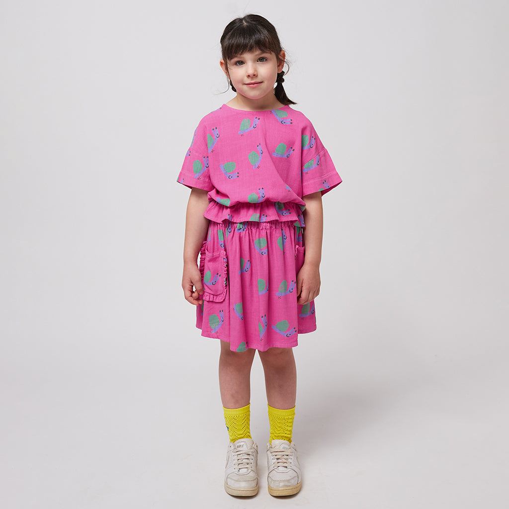 Bobo Choses Child Funny Snail All Over Skirt Fuschia Pink