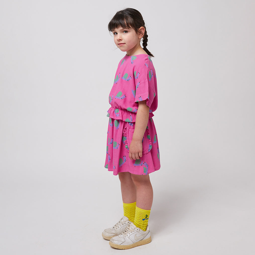 Bobo Choses Child Funny Snail All Over Skirt Fuschia Pink